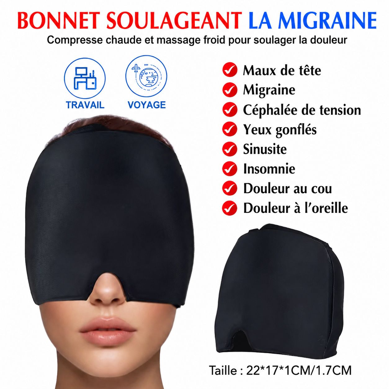 7000 Bonnet Anti-Migraine Chaud & Froid – Soulagement Naturel des Maux de Tête
